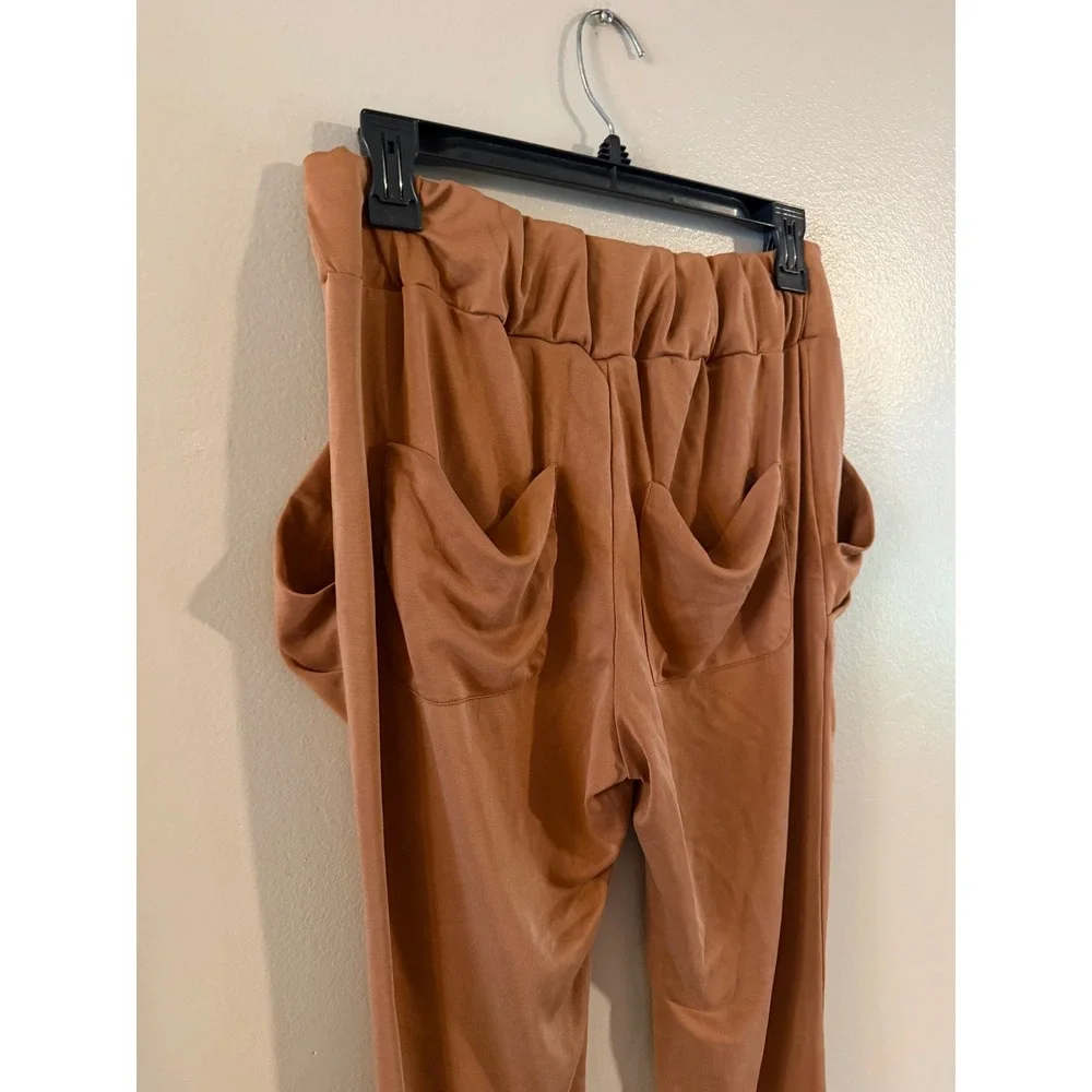 Free People Camel Brown Slouchy Harem Cargo Pants Pleated Pockets Small S/P